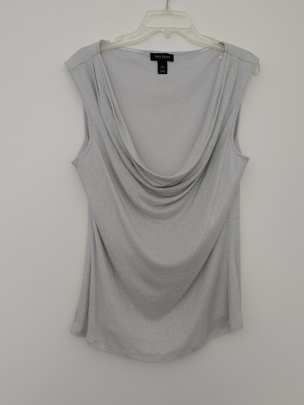 White House Black Market Silver Draped Cowl Neck Sleeveless Camisole Size XL